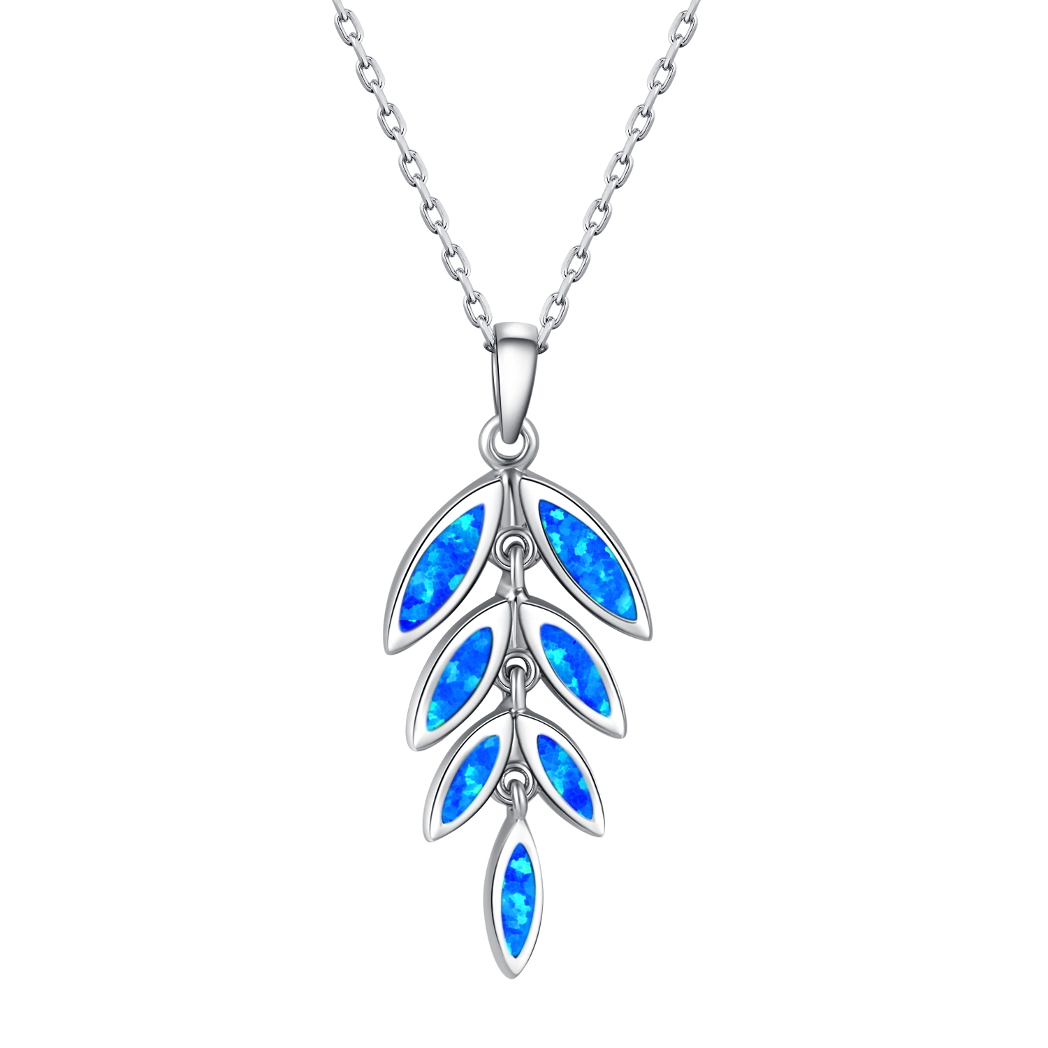 Beautiful Hawaiian Sterling Silver Opal Gem Created   Pendant necklace Olive Leaf Opal Jewelry for Women red Opal Maile Leaf Necklace