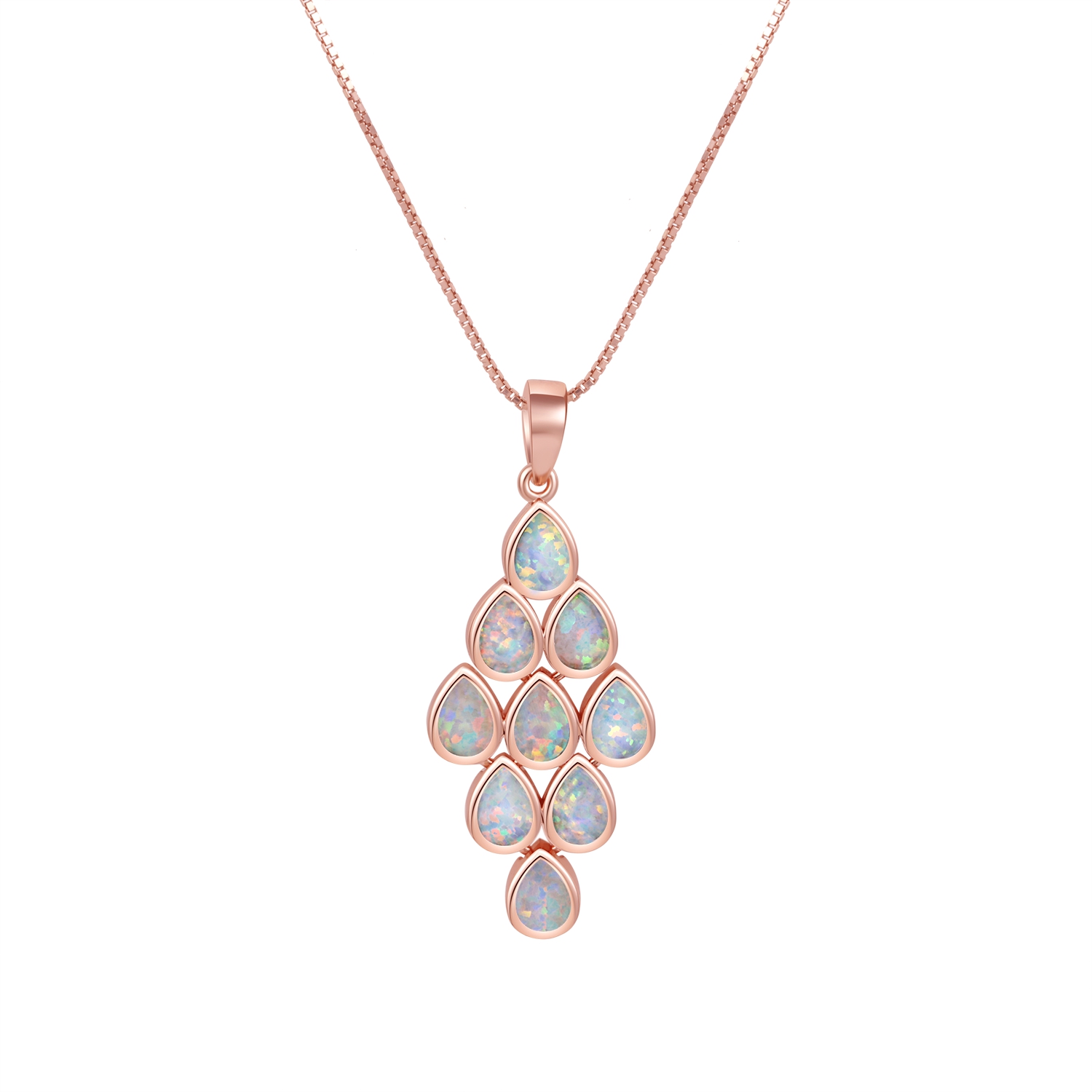  Lab Created Opal 925 Sterling Silver pear Charm Pendant