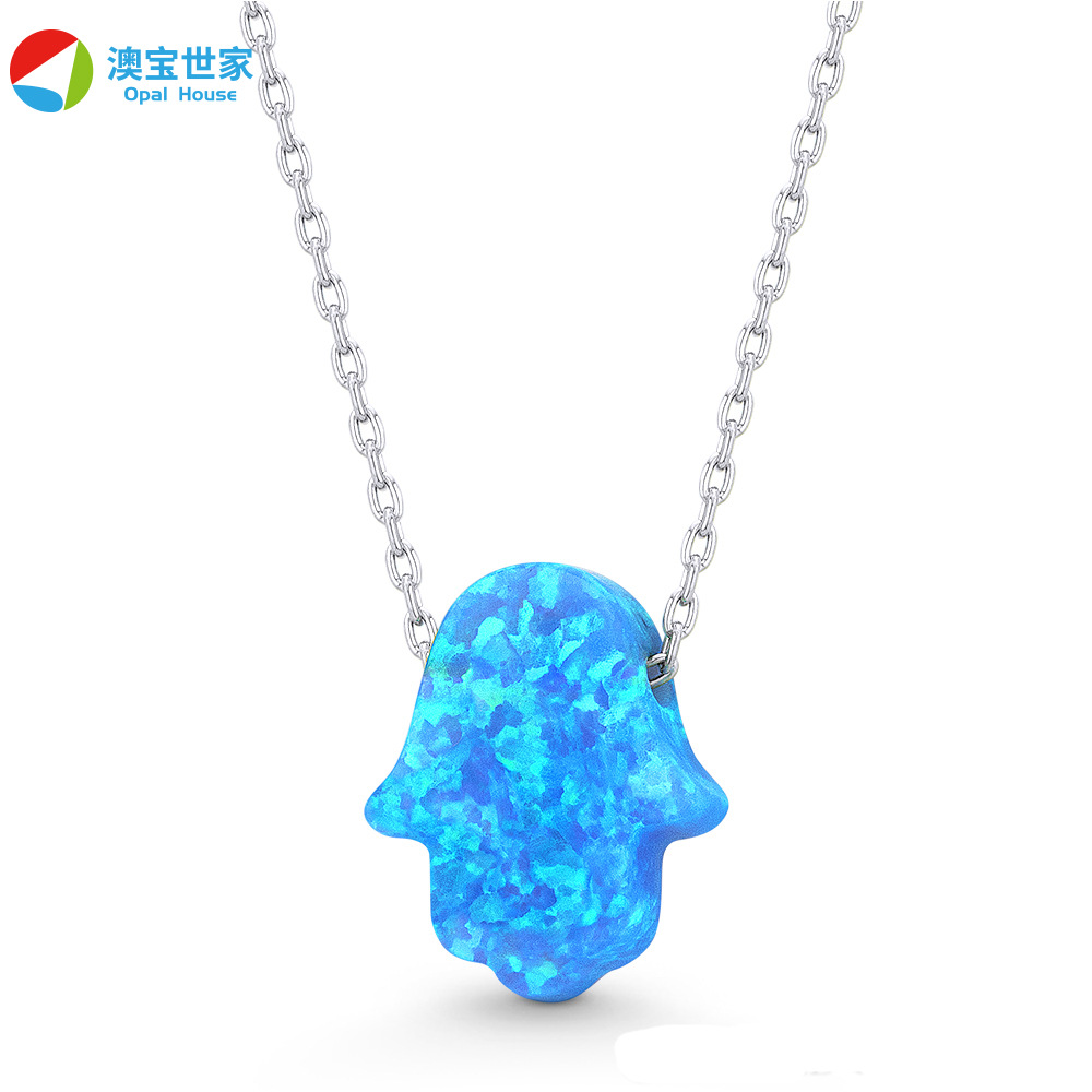 opal hamsa pendant