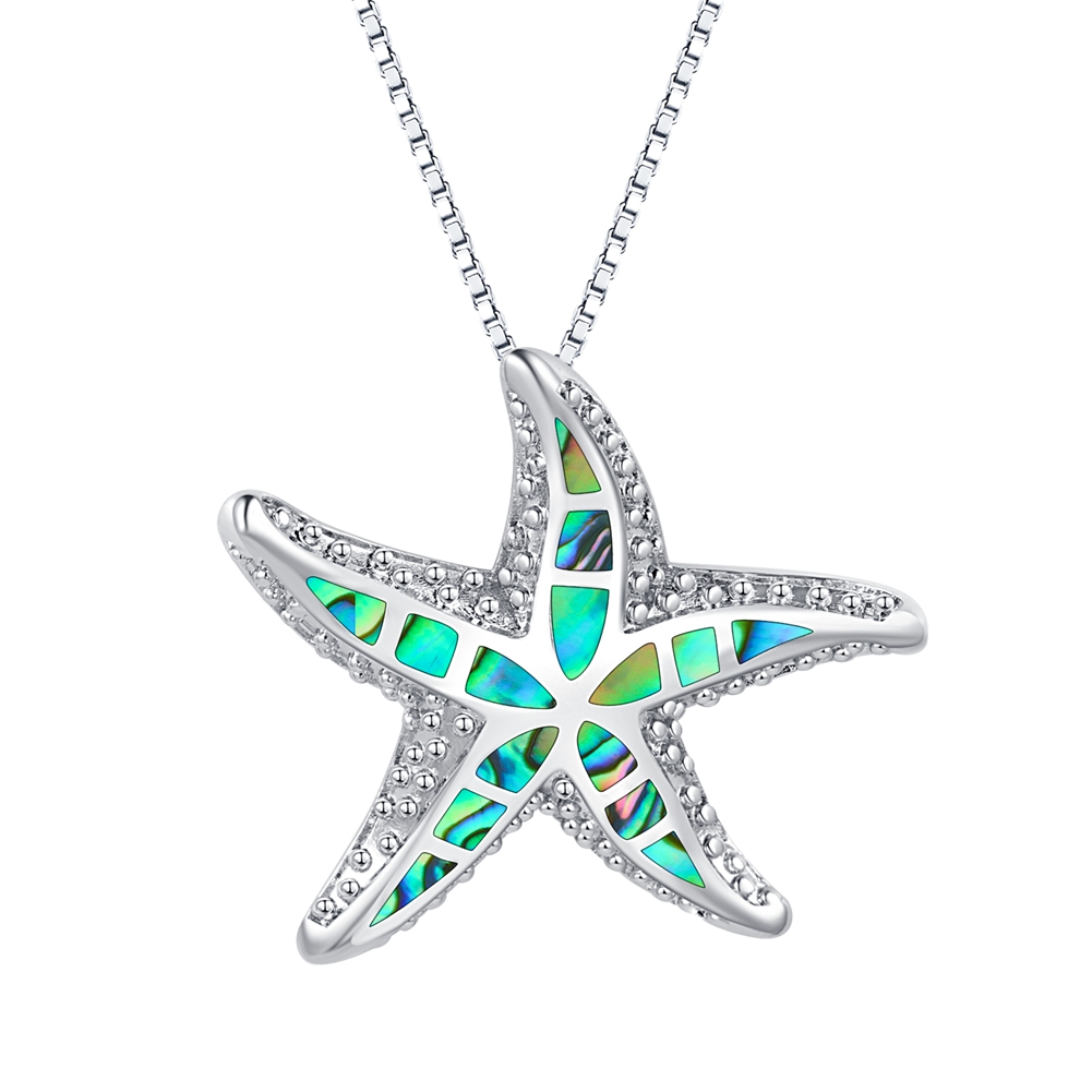 Abalone 925 Sterling Silver Starfish Pendant  