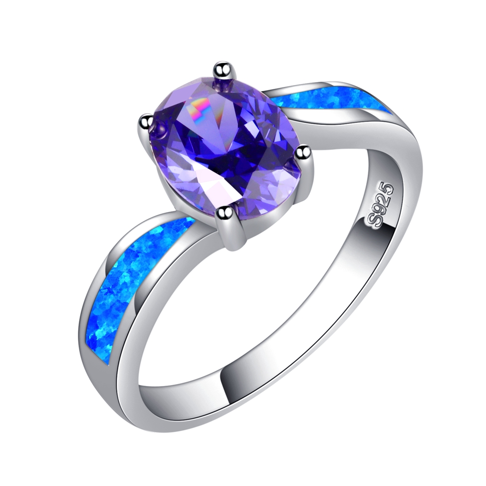 Amethyst Opal Inlay Sterling Silver Ring