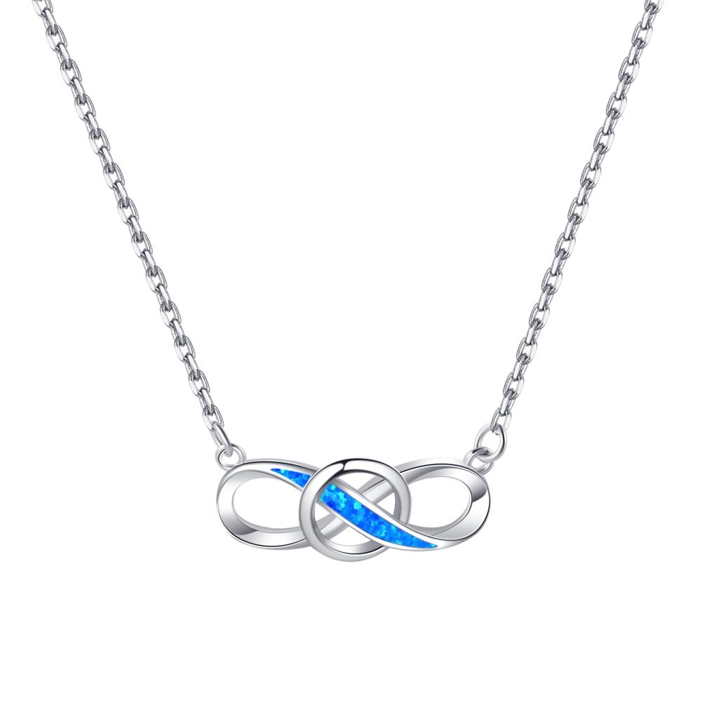 Infinity Necklace for Women 925 Sterling Silver Opal Infinity Pendant Necklace Jewelry Gift for Girls Mom