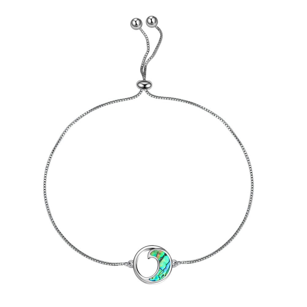 Pulsera ondulada de plata de ley con ondas oceánicas y abulón, pulseras onduladas, regalos de joyería para mujeres